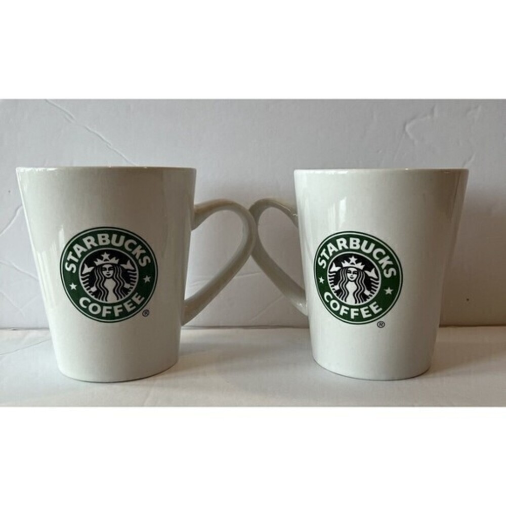 Starbucks 2009 Stringers 12 oz. Siren Mermaid Logo Coffee Mug Cup Set Of 2​​​​​​